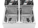 12l Elektrofritteuse Edelstahl Gastro Elektro Fettbackgerät Friteuse Doppeltank Doppel Kochkünsten 5KW + 2x Temperaturregler