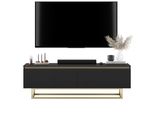 TV-SCHRANK Selene Glamour Schwarz Matt Mit Metallrahmen 140 Cm