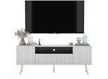 TV-SCHRANK Elpis2 Weiß Matt Mit Goldenen Metallbeine Glamour 150 Cm