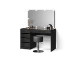 Schminktisch Imola Schwarz/Gold Mit Led Beleuchtung Und Hocker