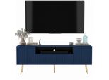 TV-SCHRANK Elpis2 Marineblau Matt Mit Goldenen Metallbeine Glamour 150 Cm