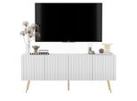 TV-SCHRANK Elpis Weiß Matt Mit Goldenen Metallbeine Glamour 150 Cm