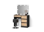 Schminktisch Imola Anthrazit/Goldkraft Eiche Mit Led Beleuchtung Und Hocker