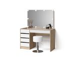 Schminktisch Imola Weiß/Sonoma Mit Led Beleuchtung Und Hocker