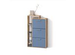 Schuhkipper Ortello Goldkraft Eiche/Blau 80 X 128.3 Cm Mit 3 FäChern