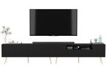 TV-LOWBOARD 2Er-Set Elpis2 Schwarz Matt Mit Goldenen Metallbeinen150 Cm