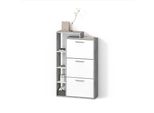 Schuhkipper Ortello Weiß/Beton 80 X 128.3 Cm Mit 3 FäChern