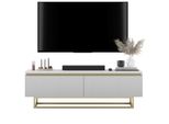 TV-SCHRANK Selene Glamour Weiß Matt Mit Metallrahmen 140 Cm