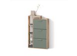 Schuhkipper Ortello Goldkraft Eiche/GrüN 80 X 128.3 Cm Mit 3 FäChern