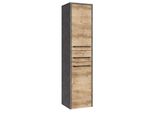 Badezimmerschrank Florence Mit 2 TüRen Kastanien Eiche / Grau - 30 X 35 X 130 Cm