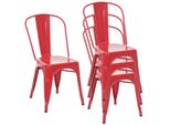 Stuhl Metall Rot 4Er-Set