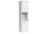 Badezimmerschrank Montreal Mit 2 TüRen Weiß Hochglanz - 30 X 30 X 130 Cm