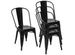 Stuhl Metall Schwarz 4Er-Set