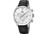 Chronograph Festina "Timeless Chronograph", Schwarz (Schwarz, Silberfarben), Armbanduhren, Herren, Chronograph, Armbanduhr, Quarzuhr, Herrenuhr, Stoppfunktion, Lederarmband
