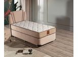 Beige Stoffbett mit Matratze Modern Schlafzimmermöbel