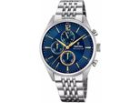 Chronograph Festina "Timeless Chronograph", Blau (Silberfarben, Blau), Armbanduhren, Herren, Chronograph, Armbanduhr, Quarzuhr, Herrenuhr, Stoppfunktion, Edelstahlarmband