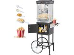 Popcornmaschine 800W, Kommerzieller Popcornautomat mit Kessel & Wagen, 48 Tassen Pro Ladung, 2-Tasten-Bedienung, Glaswand, PC-Tür, Zubehör Set - 1 Portionierer & 3 Löffel, Schwarz