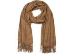 Schal Stylebreaker "Weicher Schal Uni Mit Fransen", Damen, Braun (Camel), Obermaterial: 100% Viskose Cv., Modisch, ModetüCher Schal