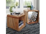 Finebuy 2Er Set Satztisch Massivholz Wohnzimmertisch Landhaus Cube Beistelltisch