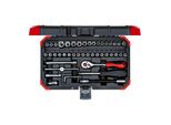 Gedore Red R45603102 SteckschlüSselsatz Aus Chrom-Vanadium-Stahl Mit Umschaltknarre, Ratsche, SteckschlüSsel Und Bitsatz (46-Tlg., 1/4), 3300052)