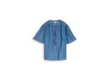 Tom Tailor Damen Bluse Mit Quasten, Blau, Uni, Gr. 46