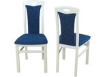 4-FußStuhl, Blau (Blau, Weiß, Blau), B:45Cm H:95Cm T:48Cm, Massivholz, Stoff, Hofmann Living AND More, StüHle