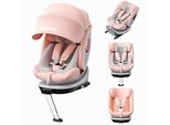 DEWINNER Kindersitz 360°Drehbar, Kinderautositz I-Size, Gruppe 0+/1/2/3 für Autos mit ISOFIX, Reboarder ab Geburt -12 Jahre (40-150 cm), 0-36 kg, PINK