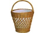 WäSchekorb, Gelb (Honigfarben), B:40Cm H:60Cm T:40Cm Ø:40Cm, Geflecht Rattan, Hofmann Living And More, WäSchesammler, WäSchekorb, Aus Rattan Mit Praktischem Tragegriff