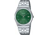 Quarzuhr, Silber (Edelstahlfarben, GrasgrüN), Casio Timeless Collection, Armbanduhren, Damen, Quarzuhr, Armbanduhr, Herrenuhr, Damenuhr, Jugendliche, Datum, Edelstahlarmband