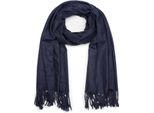 Schal Stylebreaker "Weicher Schal Uni Mit Fransen", Damen, Blau (Dunkelblau), Obermaterial: 100% Viskose Cv., Modisch, ModetüCher Schal