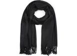 Schal Stylebreaker "Weicher Schal Uni Mit Fransen", Damen, Schwarz, Obermaterial: 100% Viskose Cv., Modisch, ModetüCher Schal