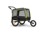 Hundefahrradanhänger Focus – 600D Oxford Grün – 2-in-1 Hundebuggy – Faltbar – Hundeanhänger – Für Hunde bis 40kg