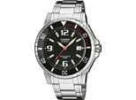 Quarzuhr, Silber (Silberfarben, Schwarz), Casio Timeless Collection, Armbanduhren, Herren, Quarzuhr, Armbanduhr, Herrenuhr, Datum, Bis 20 Bar Wasserdicht, Edelstahlarmband