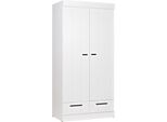 Kleiderschrank Woood "Connect Kiefer Massiv Fsc Korpus SchiebetüRen Schubladen", Weiß, B:94Cm H:195Cm T:53Cm, Fsc-Zertifizierter Holzwerkstoff, SchräNke, Kleiderschrank, Stapelbar Kombinierbar, Metall SchubladenfüHrung