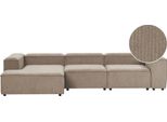 BELIANI Ecksofa Hellbraun Cord L-förmig 4-Sitzer Modulsofa mit Chaiselongue Rechtsseitig Wohnzimmermöbel Modern Wohnzimmer Wohnecke Sitzecke