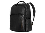 Laptoprucksack für Damen und Herren 17 Zoll aus Leder, ideal als Studentenrucksack, Cityrucksack, großer Messenger-Rucksack, Retro-Lederrucksack in Schwarz