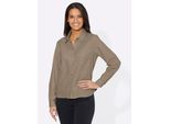 Hemdbluse Casual Looks, Damen, Gr. 42, Beige (Sesam, Meliert), 100% Baumwolle, Meliert, Unifarben, Blusen Hemdbluse