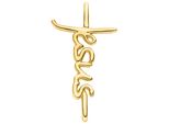 KettenanhäNger Jobo "Kreuz Mit Jesus-Schriftzug", Gelb (Gelbgold 375), SchmuckanhäNger, Damen, Gelbgold 375, KettenanhäNger, 375 Gold 20 Mm