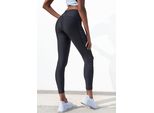Leggings Lascana Active, Damen, Gr. 44/46, N-Gr, Schwarz, Obermaterial: 82% Polyester, 18% Elasthan, Bedruckt, Unifarben, Figurbetont Lang, Hosen Leggings, Mit GläNzendem Logoschriftzug