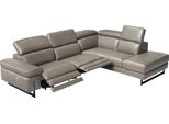 Ecksofa Egoitaliano "Candice, Elegant, Edel Und Bequem, Erstklassiger Sitzkomfort, L-Form", Grau (Zinn), B:278Cm H:100Cm T:221Cm, Leder Bacio Hat Eine Weiche Und Wachsartige Hand Mit Halb Undurchsichtigem Aussehen. Es Handelt Sich Um Ein Naturleder, Das Die UrsprüNglichen Eigenschaften Der LederhäUte Nicht VeräNdert. Das Vorhandensein Von Verheilten Narben, KöRnungsunterschiede, Falten, Adern, Unt