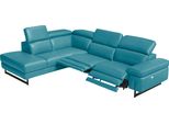 Ecksofa Egoitaliano "Candice, Elegant, Edel Und Bequem, Erstklassiger Sitzkomfort, L-Form", Blau (TüRkis), B:278Cm H:100Cm T:221Cm, Leder »Carezza« (Rindsleder). Halbnarbiges Naturleder Mit Einer Dicke Von 1, 2-1, 4 Mm. Es Hat Eine Weiche Und Wachsartige Hand Mit Halb Undurchsichtigem Aussehen. Carezza Ist Ein Naturleder, Das Die UrsprüNglichen Eigenschaften Der MäNtel Nicht VeräNdert. Das Vorhand