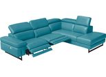 Ecksofa Egoitaliano "Candice, Elegant, Edel Und Bequem, Erstklassiger Sitzkomfort, L-Form", Blau (TüRkis), B:278Cm H:100Cm T:221Cm, Leder »Carezza« (Rindsleder). Halbnarbiges Naturleder Mit Einer Dicke Von 1, 2-1, 4 Mm. Es Hat Eine Weiche Und Wachsartige Hand Mit Halb Undurchsichtigem Aussehen. Carezza Ist Ein Naturleder, Das Die UrsprüNglichen Eigenschaften Der MäNtel Nicht VeräNdert. Das Vorhand