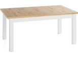 Esstisch Lindberg Weiß Ausziehbar VerläNgerbar Rechteckig, Eiche Artisan Hellbraun 140-160/80/77 Cm