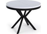 Esstisch Ross Runder Ausziehbarer, Weiß 90-170/90/76 Cm