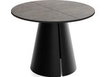 Esstisch Lamio Runder Ausziehbarer, Beton-Optik Dunkelgrau 100-180/100/76 Cm