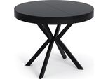 Esstisch Ross Runder Ausziehbarer, Schwarz 90-170/90/76 Cm