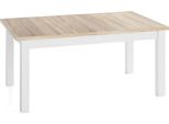 Esstisch Lindberg Weiß Ausziehbar VerläNgerbar Rechteckig, Eiche Sonoma Hellbraun 140-160/80/77 Cm