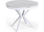 Esstisch Cloud Runder Ausziehbarer, Marmor Weiß 90-170/90/76 Cm