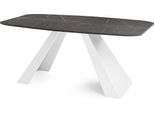 Esstisch Monte Weiß Rechteckig Ausziehbar, Marmor Schwarz 160-200/80/76 Cm