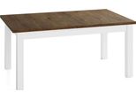 Esstisch Lindberg Weiß Ausziehbar VerläNgerbar Rechteckig, Eiche Braun Rustikal 140-160/80/77 Cm